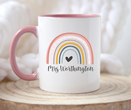 Personalised Rainbow Design Teacher Mug